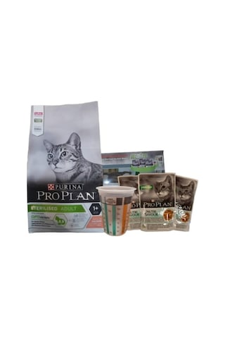 Purina Pro Plan Sterilised Somonlu Kedi Maması 1500 G + Pro Plan Nutri Savour Balıklı Yaş Mama 3 x 85 G + Ölçü Kabı