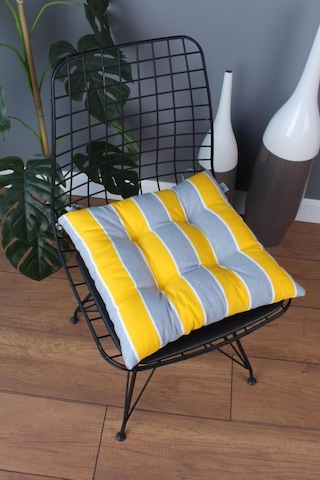 Altınpamuk Altınpamuk Beta Pofidik Sarı Gri Sandalye Minderi Bağcıklı 40X40C