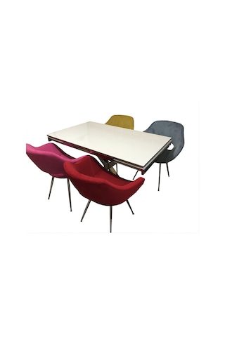 Masa X Takım model Metal transmisyon çelik nikelaj ayak Yan Açıl Glosspan Tabla Monaco Dökme sünger sandalye baby Face kalite kumaş Beyaz