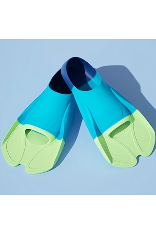 Elmpaly Toz + Gök Mavisi M36-38 Yetişkin Silikon Palet Yüzme Eğitimi Dalış Kısa Palet Yüzme Ekipmanı Akuamarin