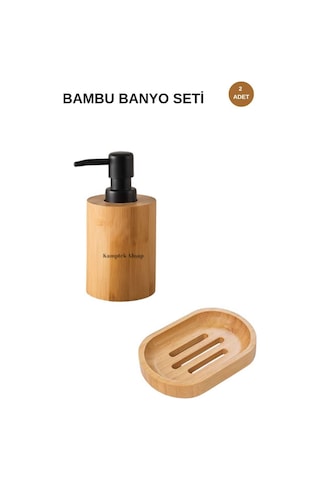 Kamptek Ahşap Atolyesinden Mutfak Sıvı Sabunluk 100 Ml Katı Sabunluk Set 2li Krem