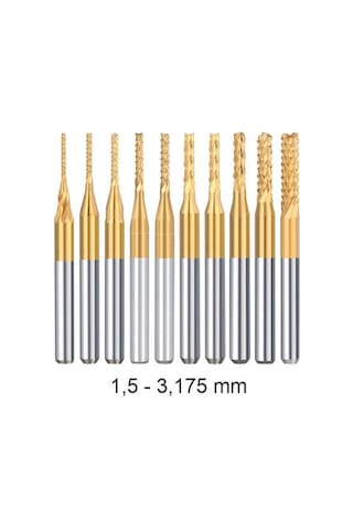 Titanyum Kaplı Tungsten Çelik Cnc Freze Pcb Kesici 1,5 - 3,1,75mm