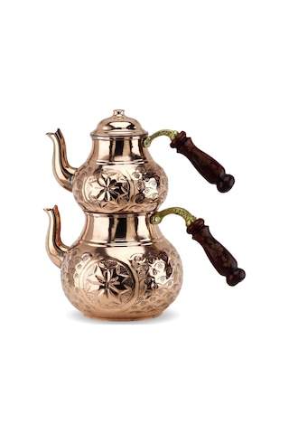 Yıldız İşlemeli Bakır Çaydanlık 2.5 Lt Bakır