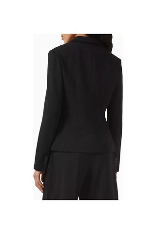12storeez Mat Krep Kumaş,v Yaka, Düğmeli Fitted Kadın Blazer Siyah
