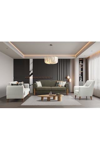 Zara Ahşap Ayaklı Beyaz Berjer Beyaz