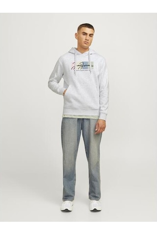Jack & Jones Erkek Kapüşonlu Sweatshirt 12262421 Beyaz