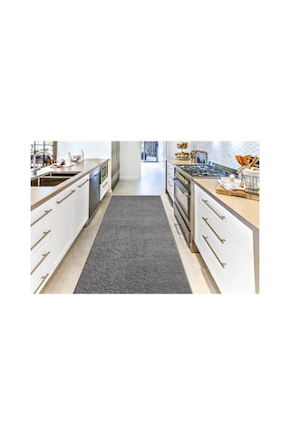 Plato Halı Opqo Sarmaşık Premium Oturma Odası, Salon, Antre, Yıkanabilir Polyester Kaymaz Taban Gri Halı