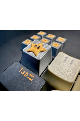 Super Mario Yıldız Keycap 3 Lü Set Mekanik Klavye Uyumlu Renkli