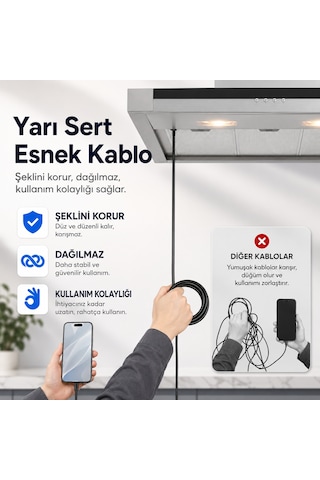 Uninet iPhone Uyumlu Ve Android Uyumlu 2 Kameralı 2 Metre Kablolu Endoskop Yılan Kamera