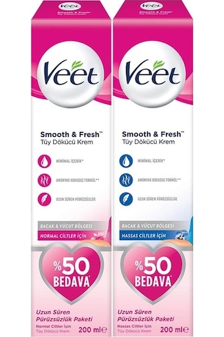 Veet Normal Ciltler için Tüy Dökücü Krem 200 ML + Hassas Ciltler için Tüy Dökücü Krem 200 ML