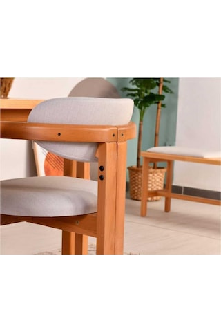 Vow Chair Cheri - Modern Ve Ahşap Masa Sandalye Takımı - 4 Sandalye, 1 Masa - Krem Medium Genel