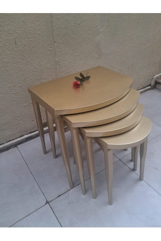 Zigon Ilgz 90552 D Model Klasik Sehpa Ahşap Kayın Retro Ayak Kaplama Parlak Gold Sarı