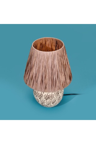 Safirr Light Holbeak Seramik Abajur - Bej - 35x35x25 Cm Çok Renkli