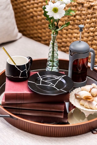 Siyah Marble Kupa Bardağı & Fincan (1)