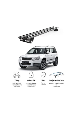 Venüs Skoda Yeti 2010-2017 Uyumlu Gri Ara Atkı Port Bagaj Tavan Barı