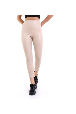 Winmoda34 Içi Kürklü Deri Tayt Ekru