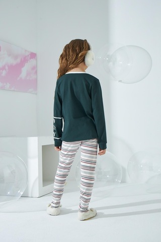 Kız Çocuk Uzun Kol Taytlı Yeşil Pijama Takımı C8t5n8o0 001