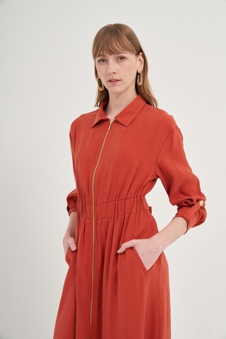 Ftz Modal Elbise Kiremit 31033 Kiremit