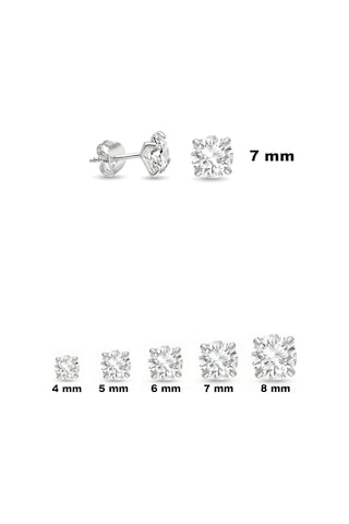 925 Ayar Gümüş Kadın Zirkon Taşlı 7 Mm Tektaş Küpe St419 Beyaz