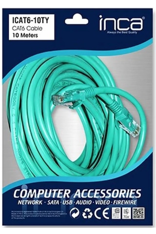 Inca Cat 6 26 Awg 10 Metre Yeşil Ethernet Kablosu