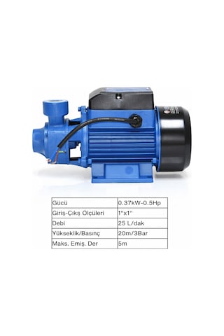 Vortex Su Motoru Su Pompası 0.5 Hp 1 İnc