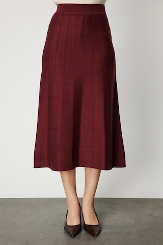 On Kadın Dikişli Maxi Boy Triko Etek 65206 Bordo Bordo