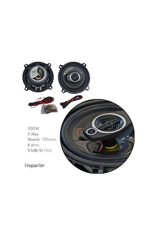 Carub Oto Hoparlör Seti 13cm 5 İnç 300W 3 Yollu Koaksiyel Kapaksız Otomobil Ses Sistemi 2li Takım