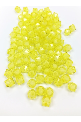 Küp Boncuk İçten Boncuklu Bileklik Çanta Boncuğu 10 Mm 50 Gr Sarı - Bnc454