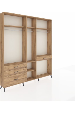 Arges Dolap 7 Raflı 4 Çekmeceli 3 Askılı 220x30x243 Çam-çam/çam Atlas Çam/atlas Çam