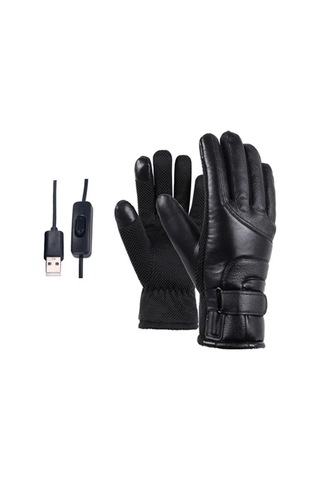 Yuntech01 Usb Isıtmalı Siyah Motosiklet Eldiveni - Su Geçirmez, Dokunmatik Ekran Uyumlu, Sürekli Sıcaklık Isı Kontrolü