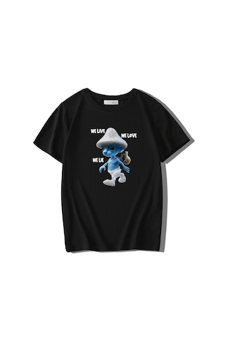 Brz Kıds Brz Kids Unisex Çocuk Smurf Cat We Live We Love We Lie T-shirt-siyah Siyah