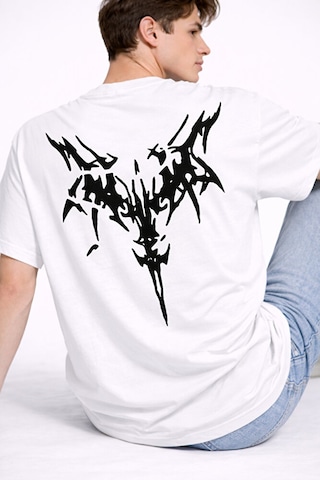 Nevermind Oversize Erkek Tişört Arkası Baskılı Streetwear Siyah Grafik Back Beyaz