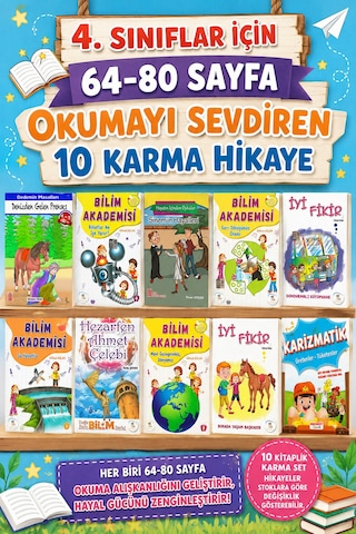 4. Sınıf Okumayı Sevdiren 64-80 Sayfalık 10 Lu Karma Hikaye Seti