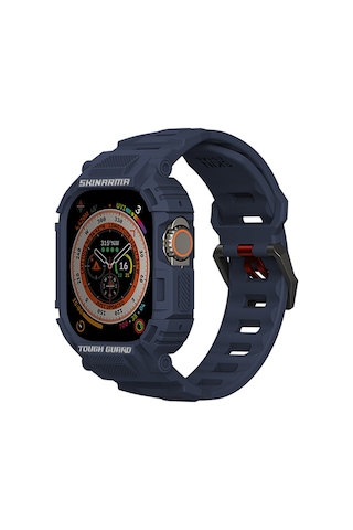 Watch Ultra 49mm Uyumlu 2in1 Tpu Kasa Koruyuculu Silikon Kordon Skinarma Mecha Lacivert Lacivert