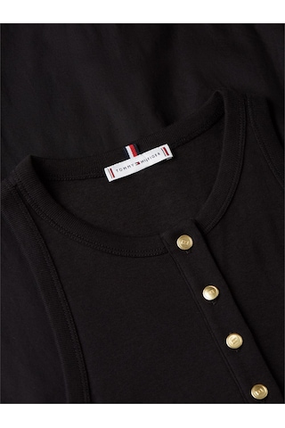 Tommy Hilfiger Gold Button Poplın Mıx Dress Kadın Siyah Elbise - Ww0ww49628
