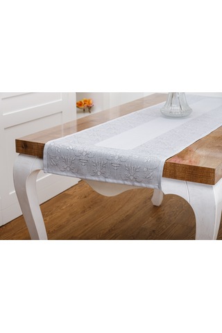 Finezza Ayda Jakar Polyester Kumaş Gri Runner 45x150 cm - 1417