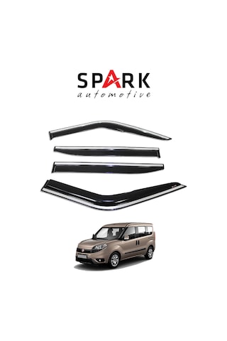 Fiat Doblo 2015-2022 Yıl Aralığı Uyumlu Cam Rüzgarlığı Kromlu 4 Parça Siyah