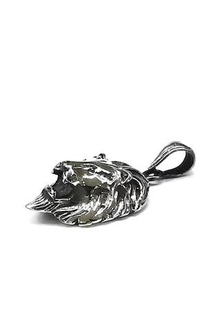 Omar Silver Unisex Aslan Kafası Figürlü Kolye Ucu Oksitli Gümüş O (513868011)