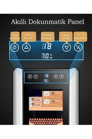 Elektrikli Puro Nemlendirici Kabin 8l Sessiz Kontrol, Çift Cam Kapı