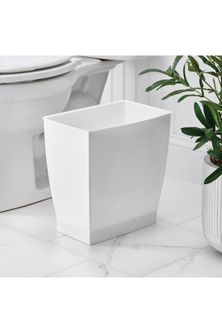 Lexroo White - Mono Wastebasket Trash Can - Rectangular, White Çok Renkli
