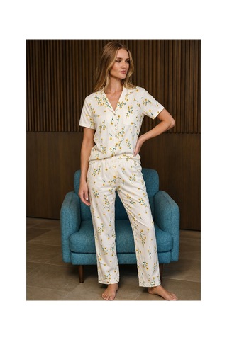 Fit Women Bol Kesim V Yaka Örme Çok Renkli Pijama Takımı