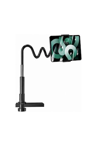 Coverzone Esnek Kollu Telefon Ve Tablet Standı,ent 360 Döner Ayarlanabilir Masa Kelepçesi, Magnezyum Alaşımlı Bükülebilir Gövde, Kaymaz Silikon Ve Eva Pedli, İpad Pro Uyumlu Yk-21