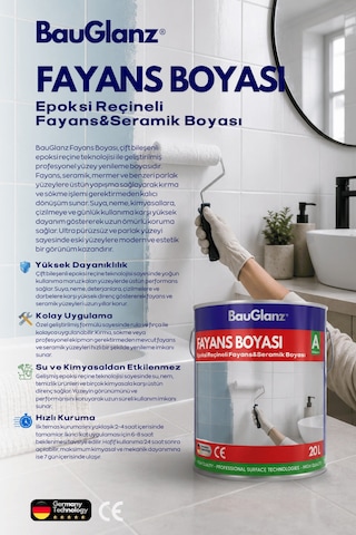 Epoksi Fayans Ve Seramik Boyası 2k Banyo, Mutfak, Tezgâh Ve Balkon İçin Parlak Dönüşüm Boyası -