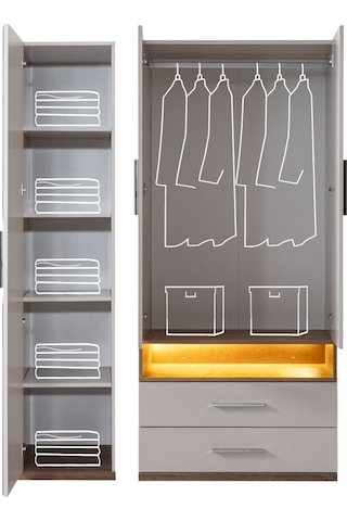Ranza, Milano Genç Odası Takımı Dolaplı Çalışma Masalı Modern Ranza + Üç Kapaklı Modern Dolap 90 X 190 CM