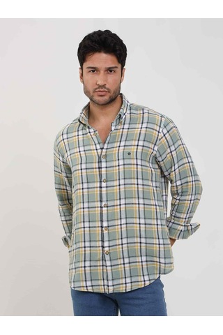 Dufy Yeşil Erkek Slim Fit Çiçek Desenli Klasik Yaka Uzun Kol Gömlek - 104885-yeşil Yeşil