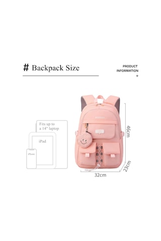 Yifomall Lacivert Nylon Üniversite Öğrencisi Sırt Çantası, Kolay Kemer Tasarımı, Çift Taraflı Cep, Organize Bölmeli, 32x23x46 Cm, 600g Çok Renkli