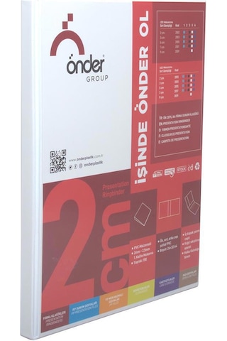 Önder 2 Halkalı Klasör Pvc Cepli 2 Cm - Beyaz Beyaz