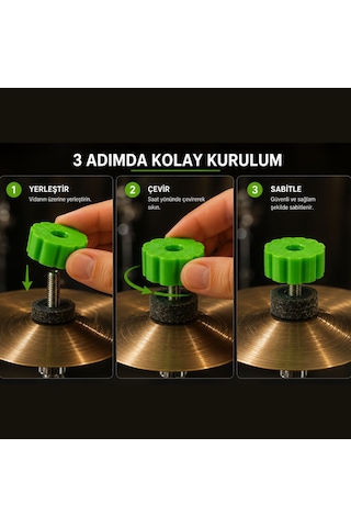 Mottopi Zil Sabitleme Vidası 6 Mm Bateri Zil Sehpası Vidası 4 Adet-yeşil