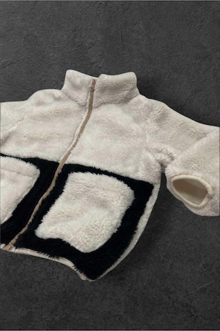 Spor Kız Çocuk Peluş Cepli Fermuarlı Welsoft Kışlık Mont-186 Ekru