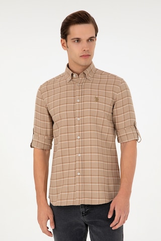 U.s. Polo Assn. Erkek Kum Gömlek Desenli 50296615-vr085 Kum